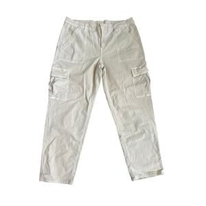 American Eagle Stretch Cargo Pants High Waisted Baggy Tapered Tan Size 18